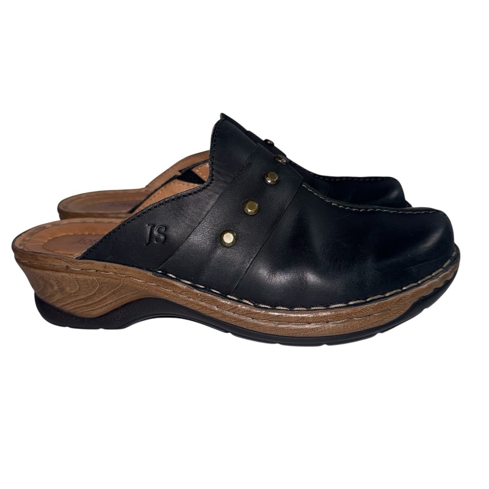 Josef Seibel Womens Black Leather Studded Clog Mules 254406 Size 39 - Picture 3 of 10